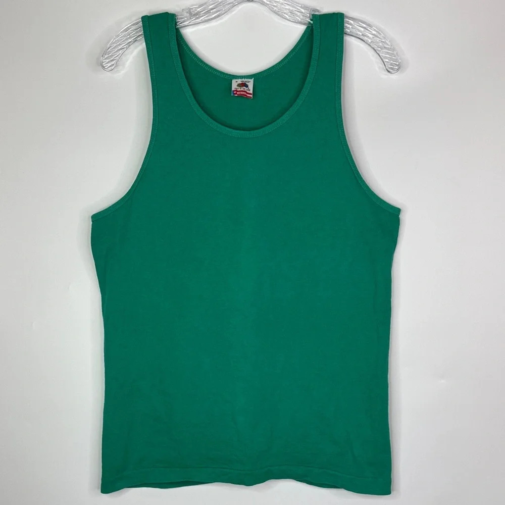 Vintage Fruit of The Loom Green Tank Top Size Medium